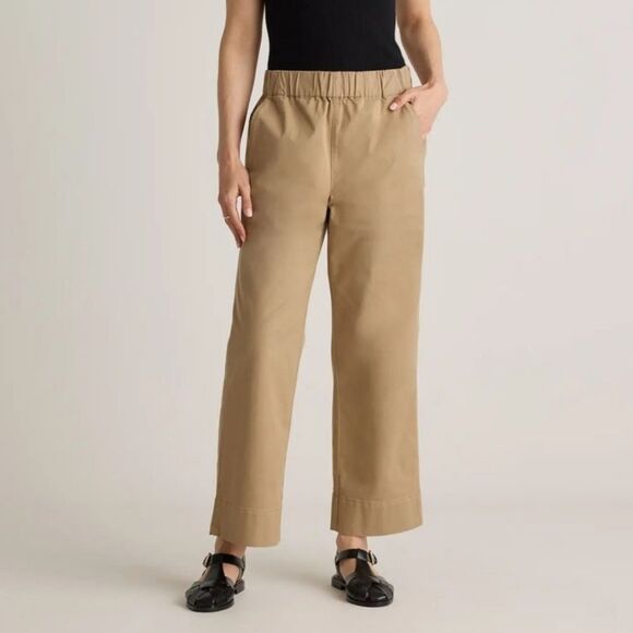 Quince Pants - Quince NWT Organic Stretch Cotton Wide Leg Chino Pants size 10 Career Tan Khaki